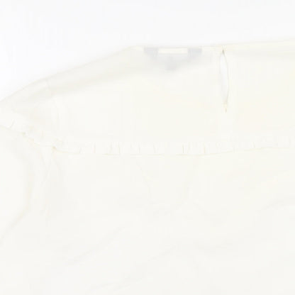 New Look Womens White Polyester Basic Blouse Size 10 Round Neck