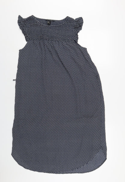 H&M Womens Blue Geometric Polyester A-Line Size 10 Round Neck Pullover