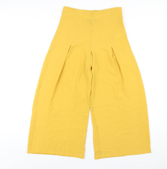 New Look Womens Yellow Polyester Trousers Size 8 L24 in Regular Zip