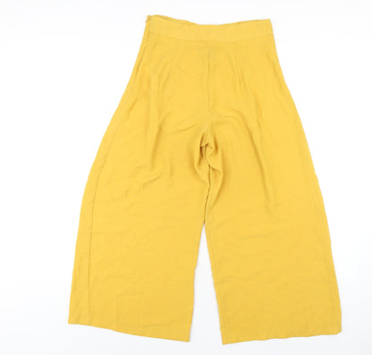 New Look Womens Yellow Polyester Trousers Size 8 L24 in Regular Zip