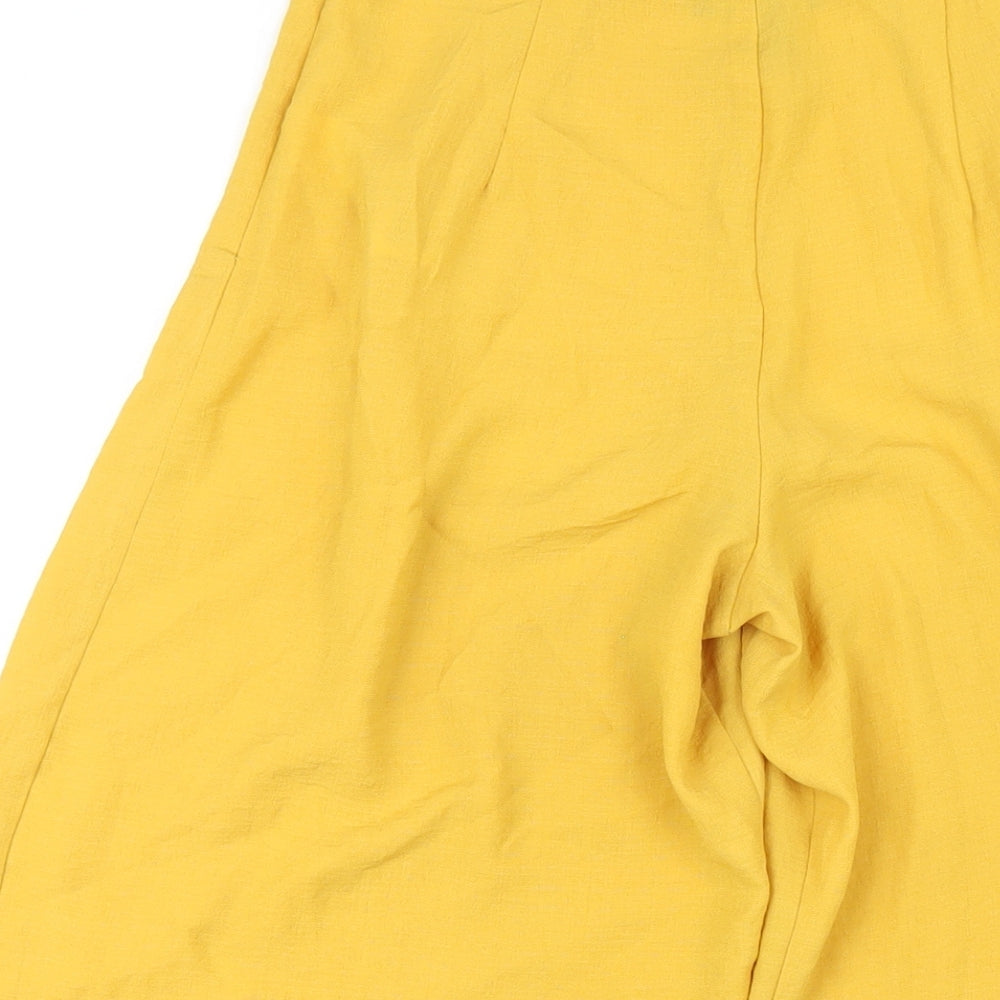 New Look Womens Yellow Polyester Trousers Size 8 L24 in Regular Zip