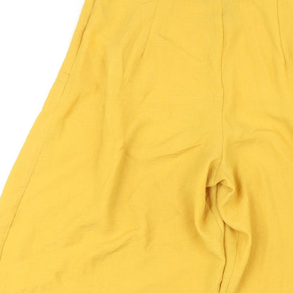 New Look Womens Yellow Polyester Trousers Size 8 L24 in Regular Zip