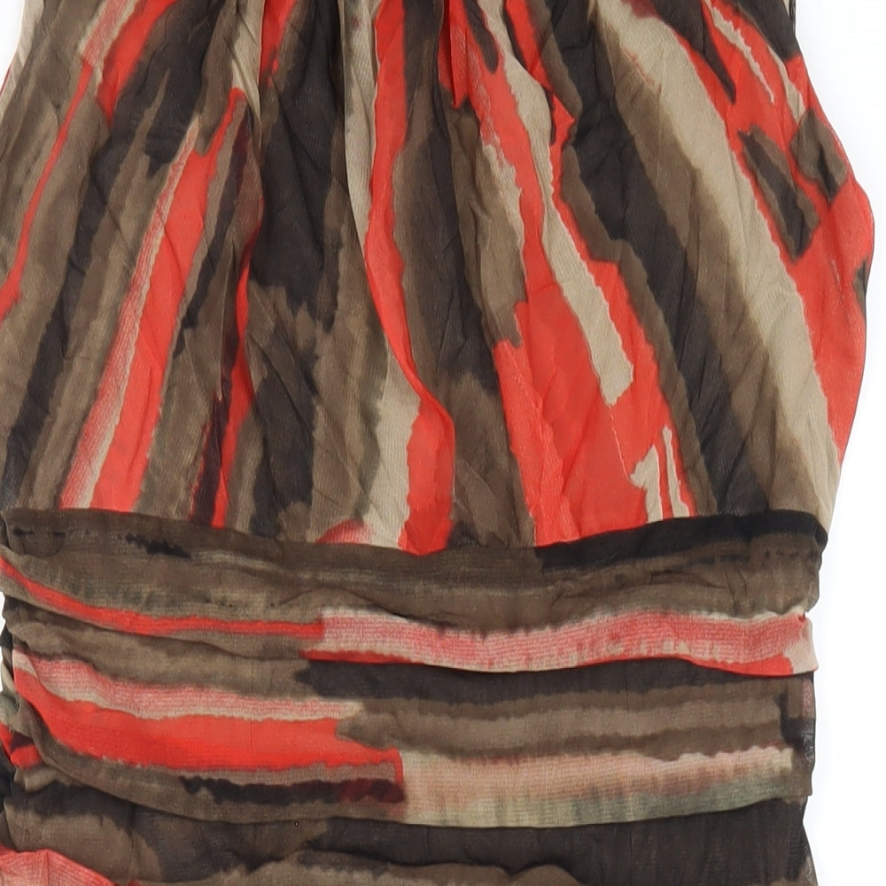 Coast Womens Multicoloured Geometric Polyester Bodycon Size 14 Round Neck Zip