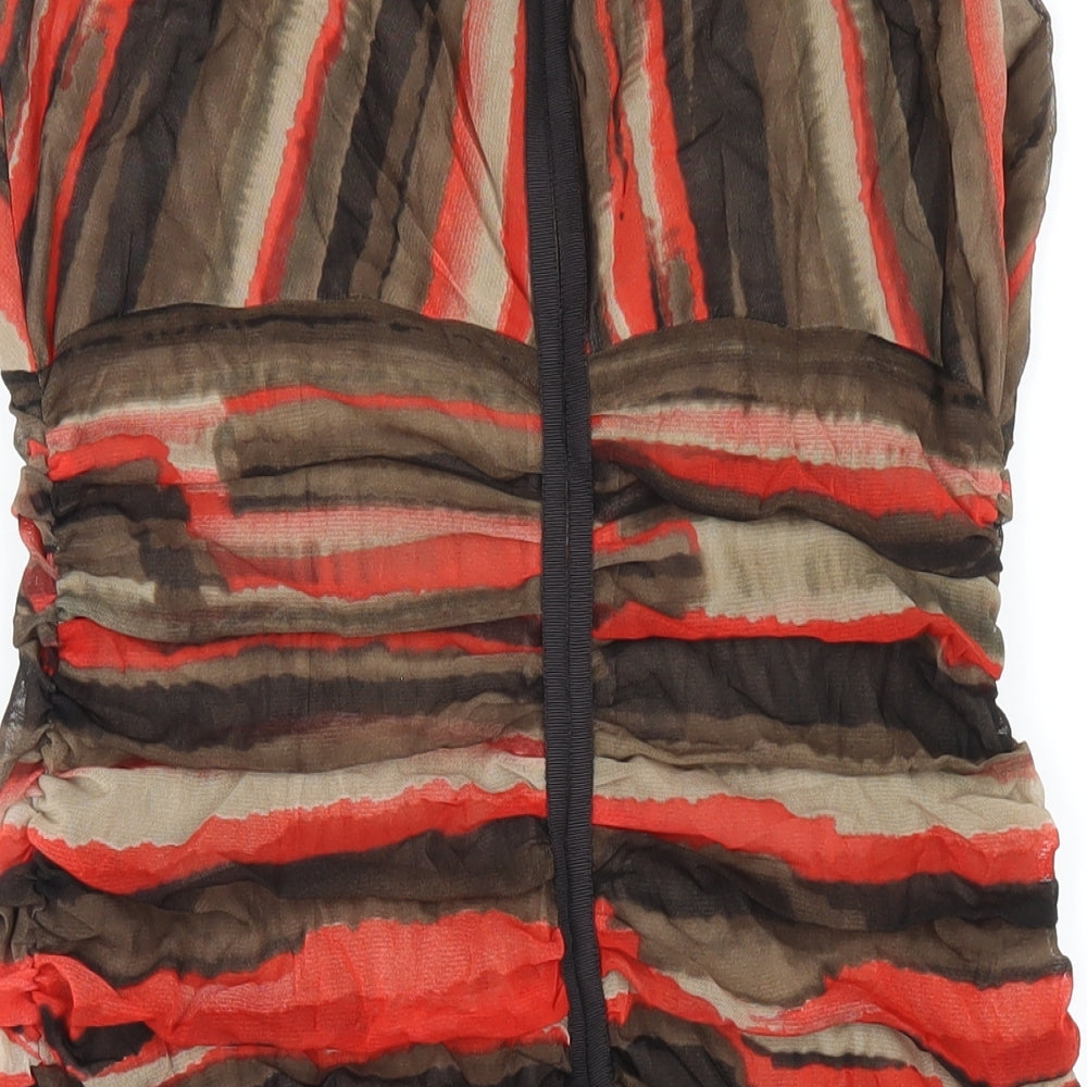 Coast Womens Multicoloured Geometric Polyester Bodycon Size 14 Round Neck Zip