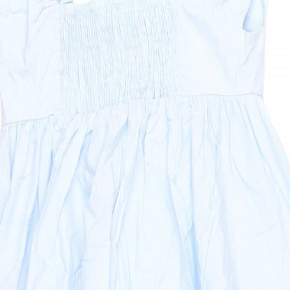 H&M Womens Blue Cotton A-Line Size S Square Neck Pullover