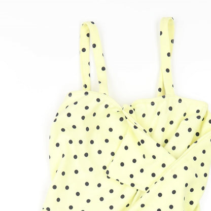 Boohoo Womens Yellow Polka Dot Polyester A-Line Size 8 Sweetheart Pullover