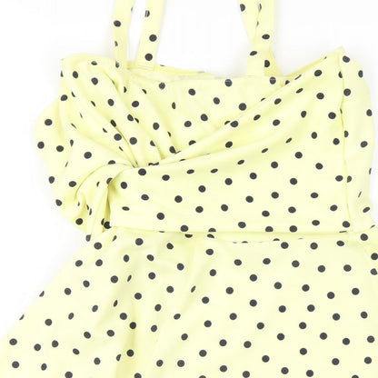 Boohoo Womens Yellow Polka Dot Polyester A-Line Size 8 Sweetheart Pullover