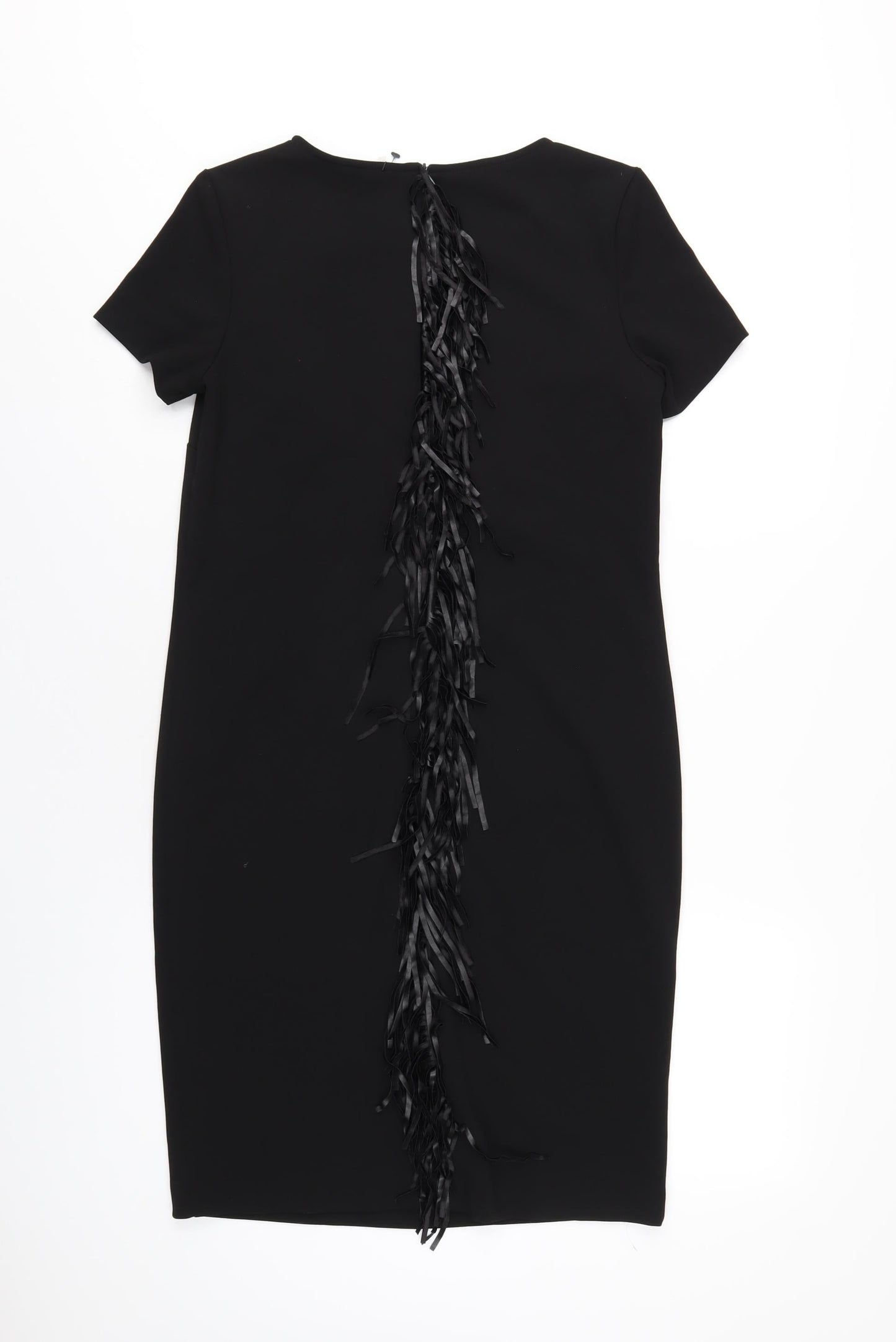 Apart Womens Black Polyester A-Line Size 8 Round Neck Zip - Tassle