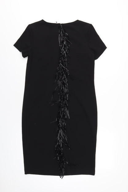 Apart Womens Black Polyester A-Line Size 8 Round Neck Zip - Tassle