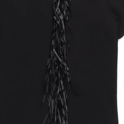 Apart Womens Black Polyester A-Line Size 8 Round Neck Zip - Tassle
