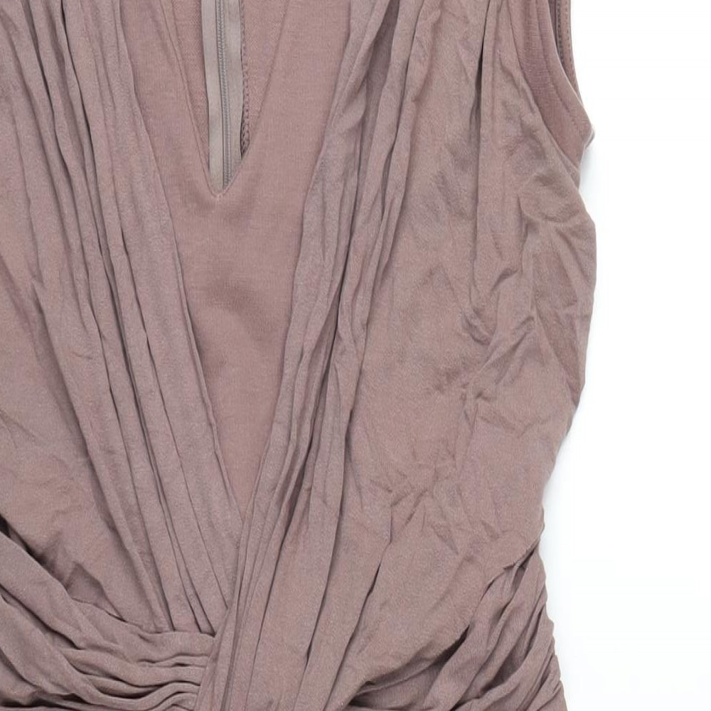 Dorothy Perkins Womens Purple Polyester Bodycon Size 14 V-Neck Zip