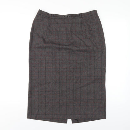 Bonmarché Womens Grey Plaid Polyester Straight & Pencil Skirt Size 14