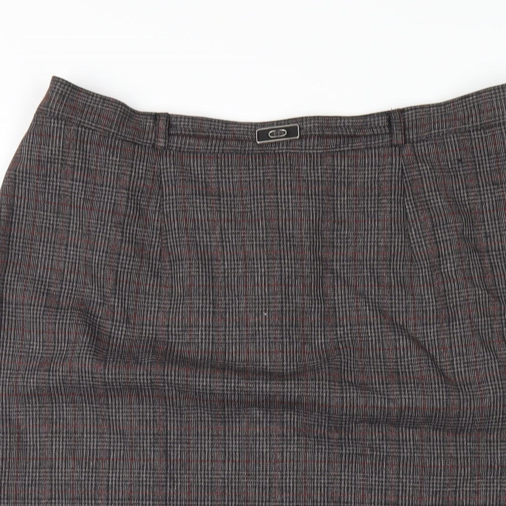 Bonmarché Womens Grey Plaid Polyester Straight & Pencil Skirt Size 14