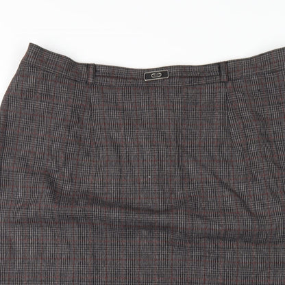 Bonmarché Womens Grey Plaid Polyester Straight & Pencil Skirt Size 14