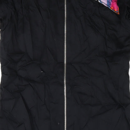 ESCADA Womens Multicoloured Geometric Cotton A-Line Size 12 Round Neck Zip