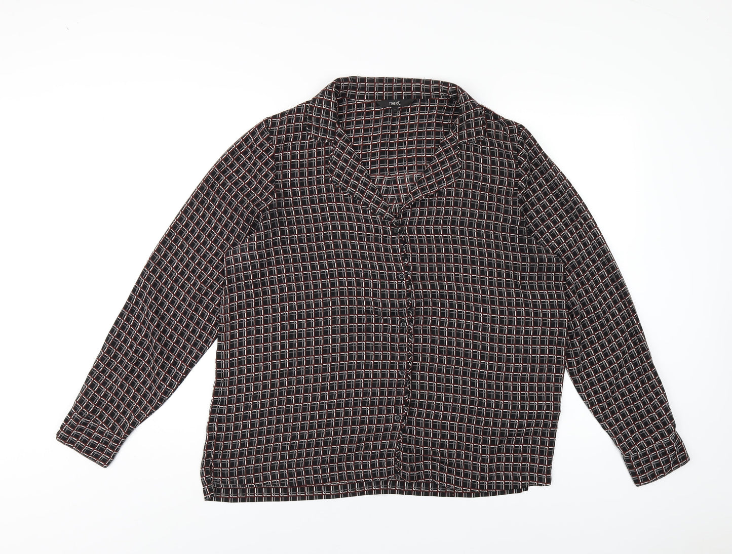 Womens UK Size 14 NEXT Black Basic Button-Up
