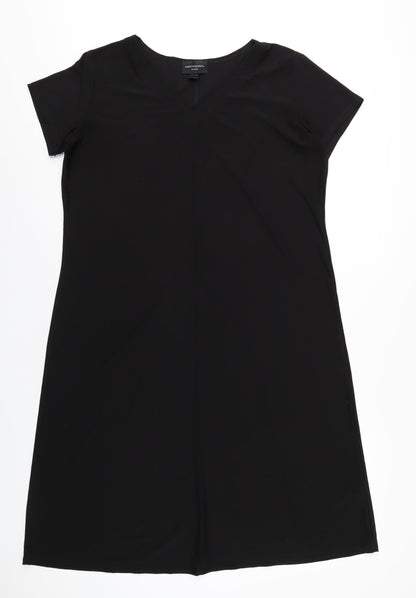 Antthony Womens Black Polyester T-Shirt Dress Size L V-Neck Pullover