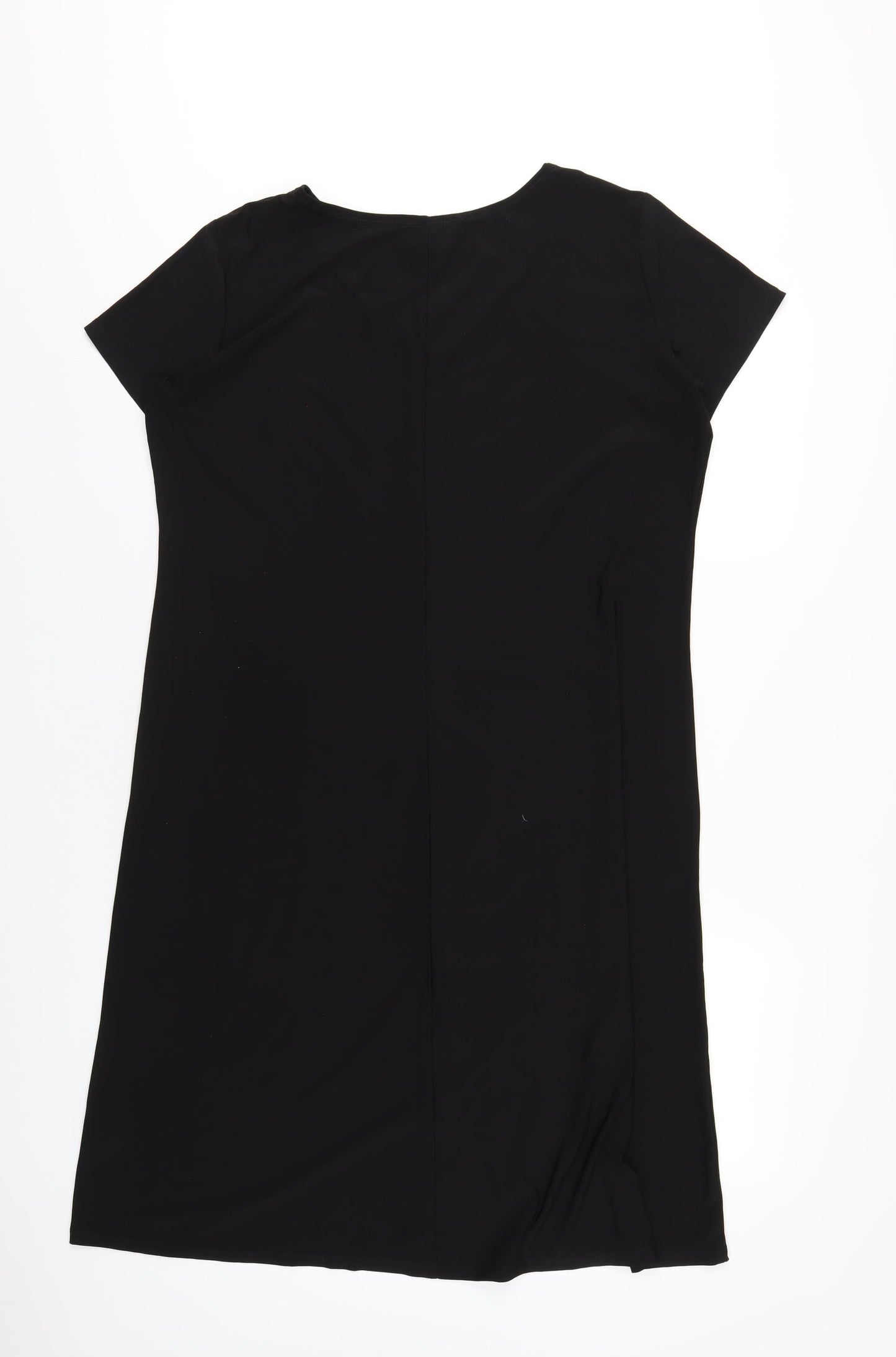 Antthony Womens Black Polyester T-Shirt Dress Size L V-Neck Pullover