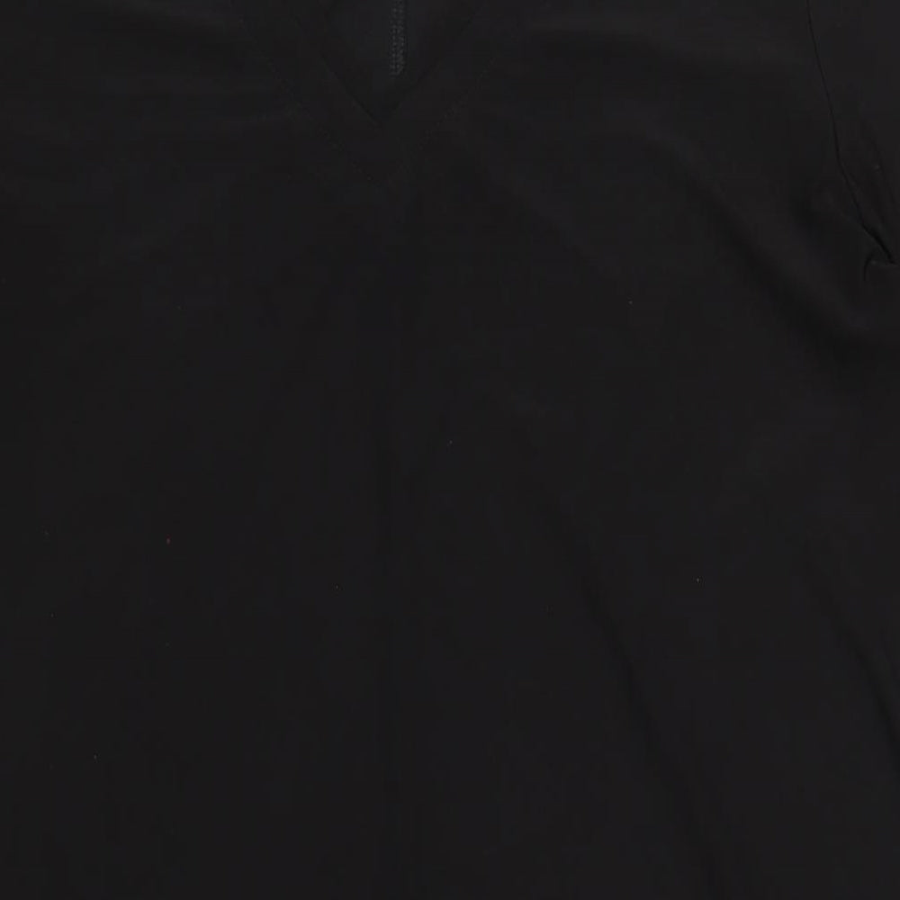 Antthony Womens Black Polyester T-Shirt Dress Size L V-Neck Pullover