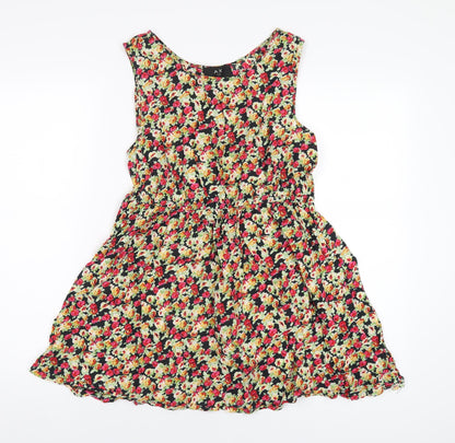 AX Paris Womens Multicoloured Floral Cotton A-Line Size 14 Round Neck Pullover
