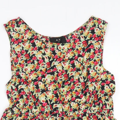 AX Paris Womens Multicoloured Floral Cotton A-Line Size 14 Round Neck Pullover