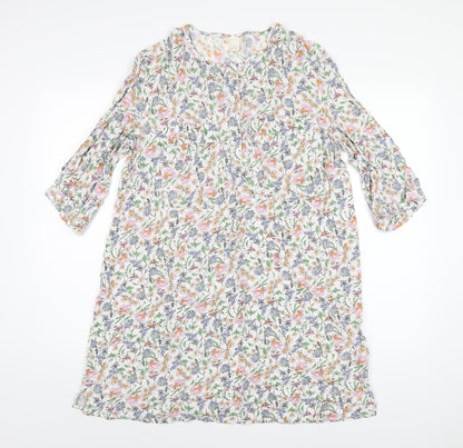 H&M Womens Multicoloured Floral Viscose A-Line Size 12 Round Neck Button