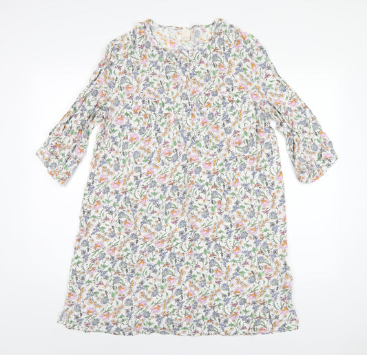 H&M Womens Multicoloured Floral Viscose A-Line Size 12 Round Neck Button