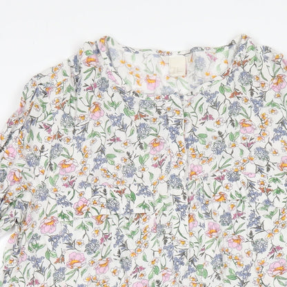 H&M Womens Multicoloured Floral Viscose A-Line Size 12 Round Neck Button