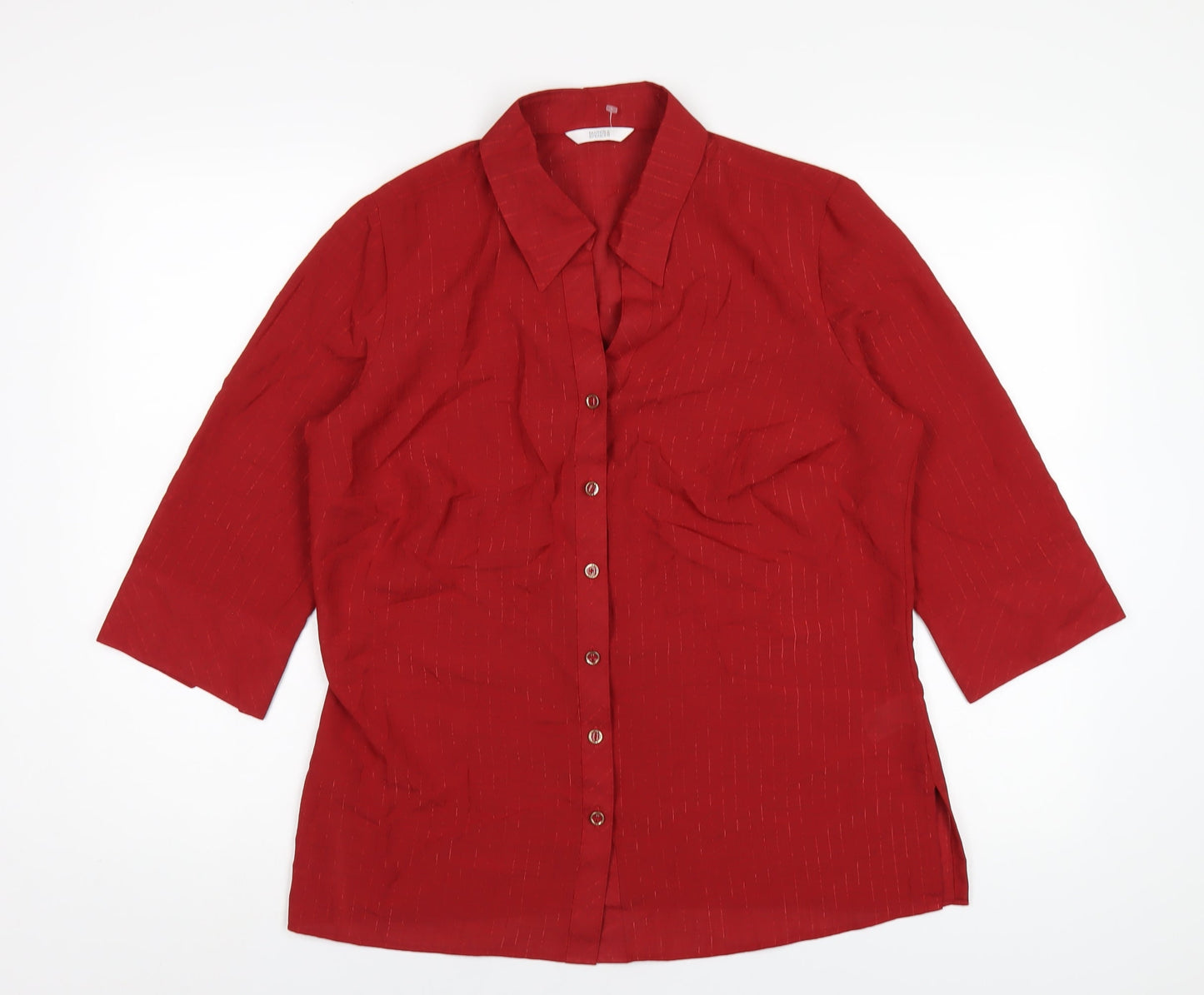 Womens UK Size 12 Marks and Spencer Red Basic Button-Up