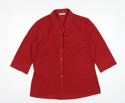 Womens UK Size 12 Marks and Spencer Red Basic Button-Up