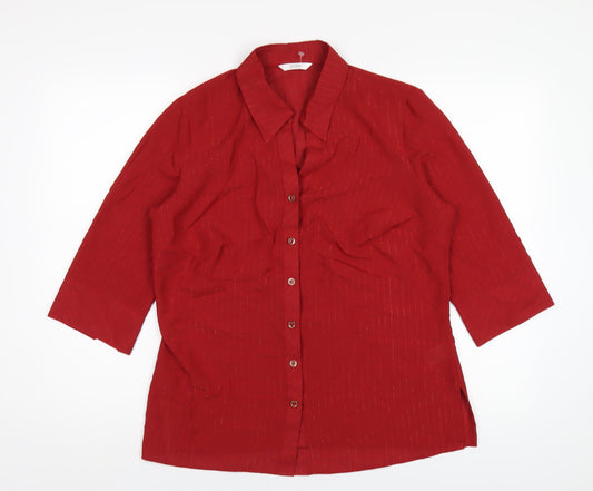 Womens UK Size 12 Marks and Spencer Red Basic Button-Up