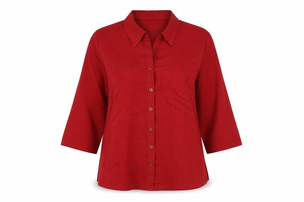 Womens UK Size 12 Marks and Spencer Red Basic Button-Up