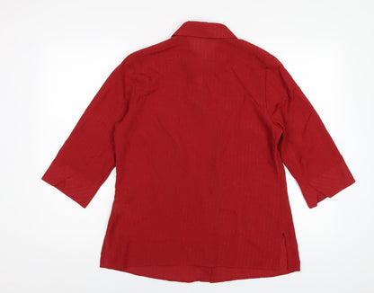 Womens UK Size 12 Marks and Spencer Red Basic Button-Up