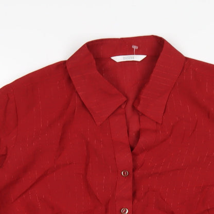 Womens UK Size 12 Marks and Spencer Red Basic Button-Up