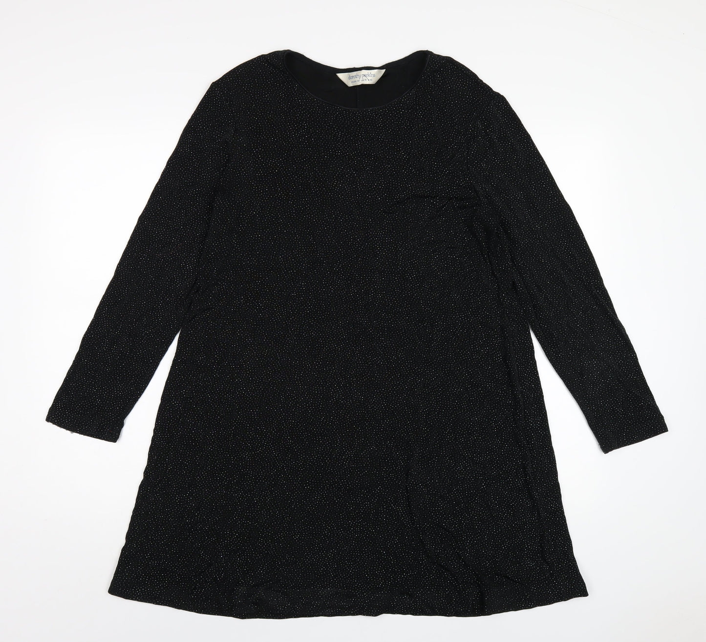 Dorothy Perkins Womens Black Acetate A-Line Size 18 Round Neck Pullover