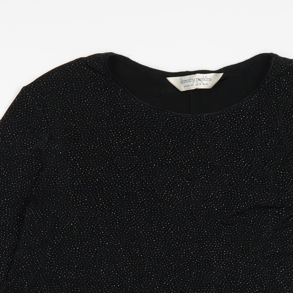 Dorothy Perkins Womens Black Acetate A-Line Size 18 Round Neck Pullover
