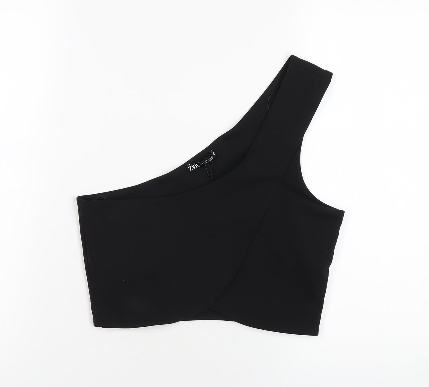 Womens UK Size L Zara Black Cropped T-Shirt