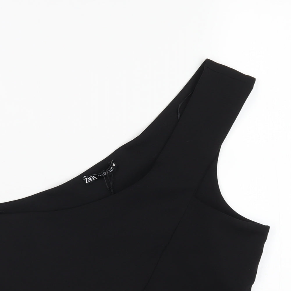 Womens UK Size L Zara Black Cropped T-Shirt
