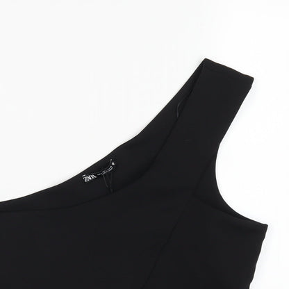 Womens UK Size L Zara Black Cropped T-Shirt
