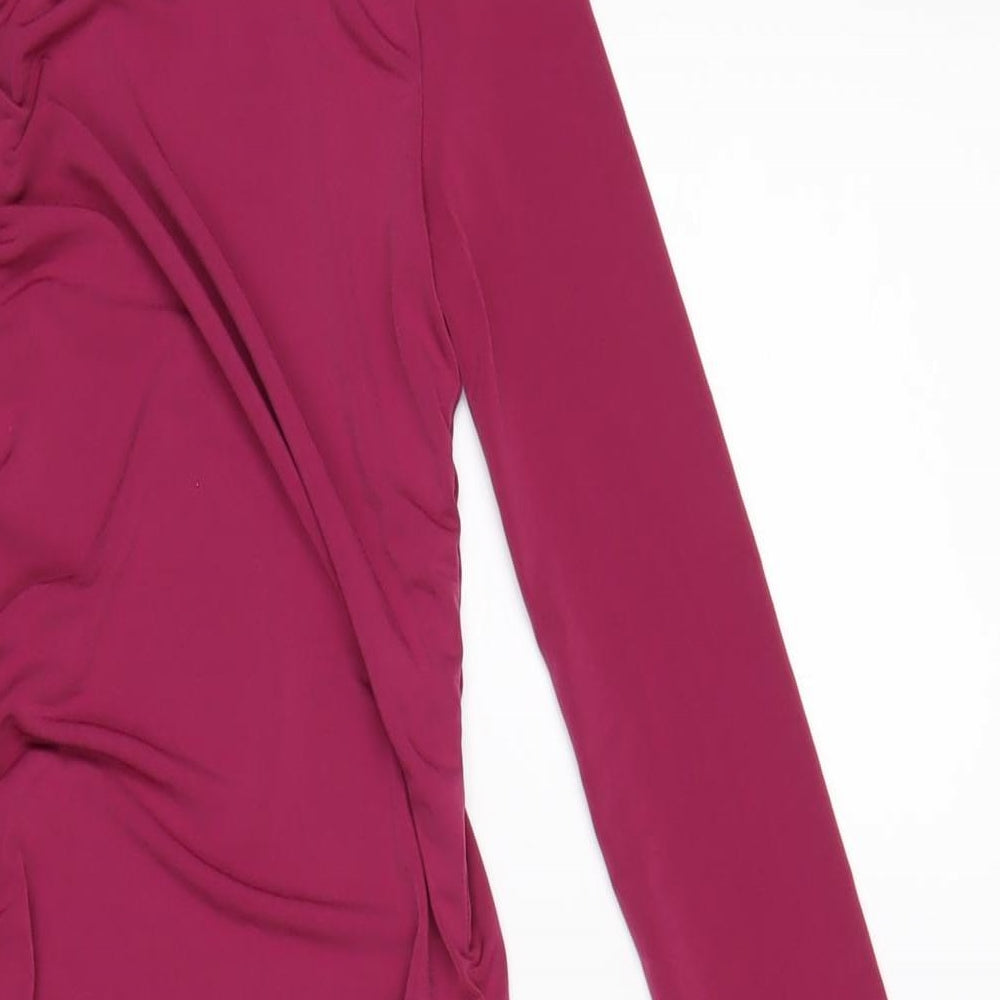 Pull&Bear Womens Pink Polyester Bodycon Size XS Round Neck Pullover