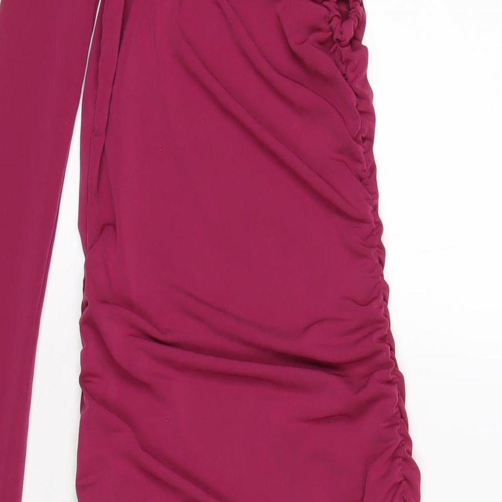 Pull&Bear Womens Pink Polyester Bodycon Size XS Round Neck Pullover