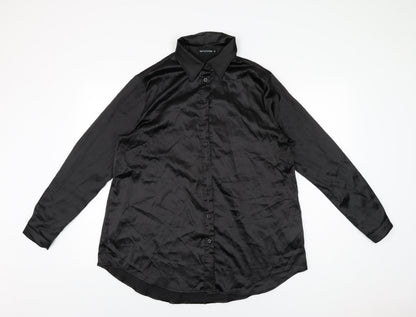 Womens UK Size M PRETTYLITTLETHING Black Basic Button-Up