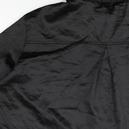 Womens UK Size M PRETTYLITTLETHING Black Basic Button-Up