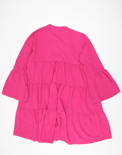 Blue Navy Womens Pink Polyester Shift Size 18 V-Neck Pullover