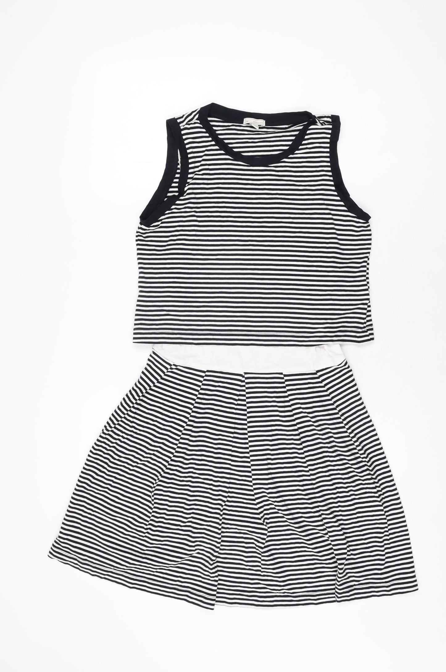 Gap Womens White Striped Cotton Skater Dress Size S Round Neck Pullover