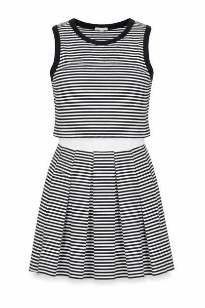 Gap Womens White Striped Cotton Skater Dress Size S Round Neck Pullover