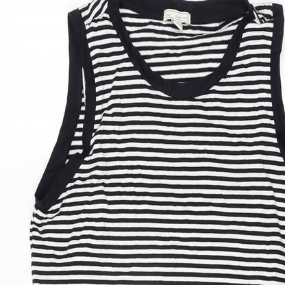 Gap Womens White Striped Cotton Skater Dress Size S Round Neck Pullover