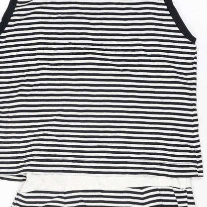 Gap Womens White Striped Cotton Skater Dress Size S Round Neck Pullover