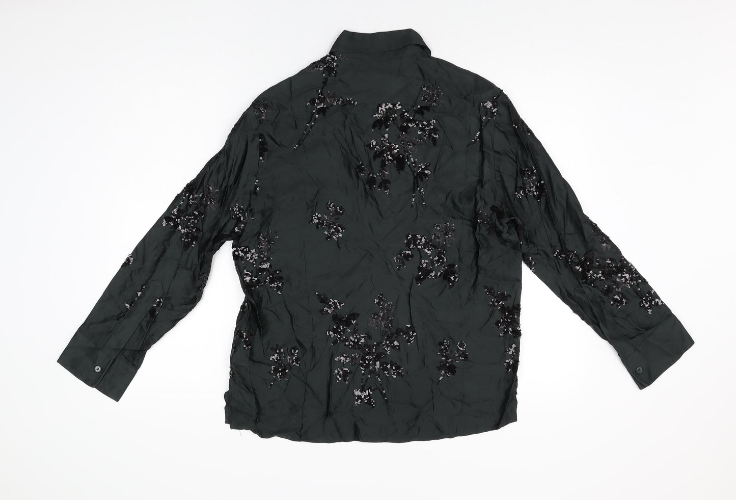 Womens UK Size XS Zara Black Basic Button-Up