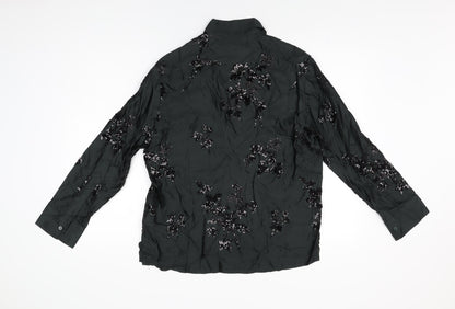 Womens UK Size XS Zara Black Basic Button-Up